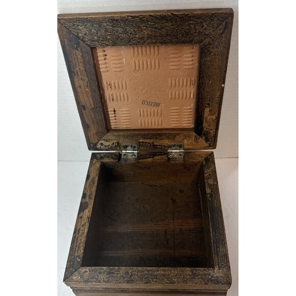 Hand Carved Wooden Mexico Box Hand Painted Floral Flower Tile Made In Italy - Picture 8 of 9